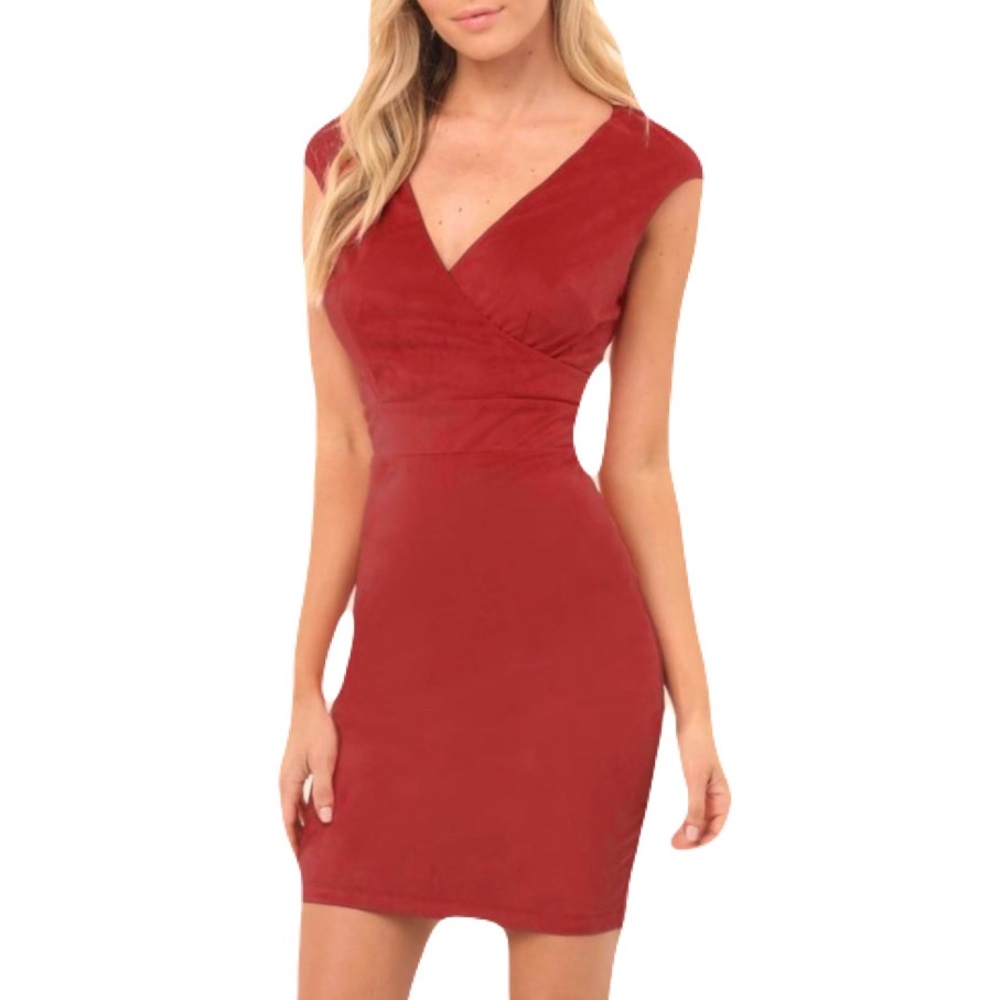 Bebe Alina Faux Suede Cap Sleeve Dress, Rust, 00